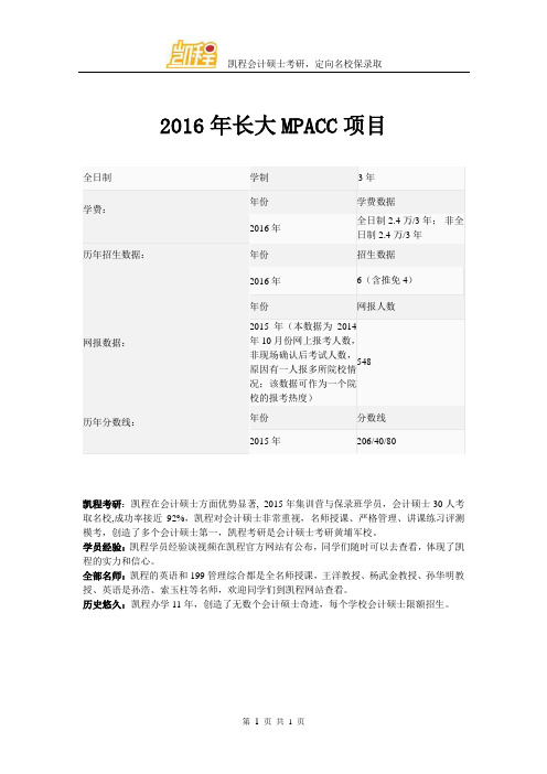 2016年长大MPACC项目