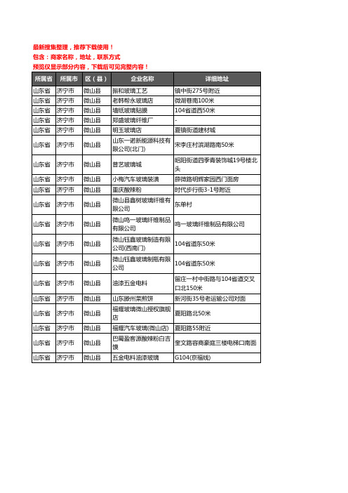 新版山东省济宁市微山县玻璃店企业公司商家户名录单联系方式地址大全19家