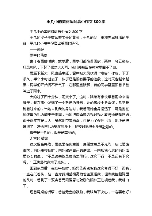 平凡中的美丽瞬间高中作文800字