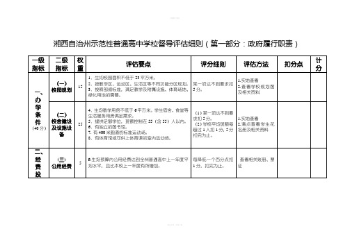 湘西自治州示范性普通高中学校督导评估细则第一部分政