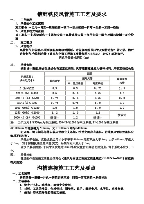 镀锌铁皮风管施工工艺及要求