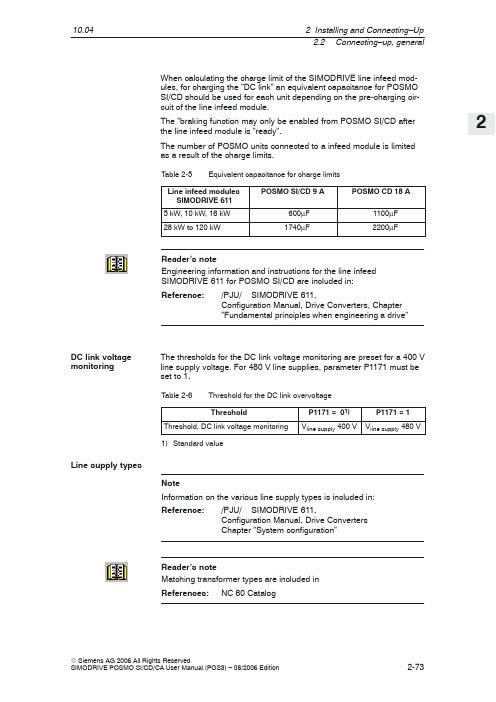 SIMODRIVE POSMO SI CD CA用户指南（POS3）—08 2006版本说明书