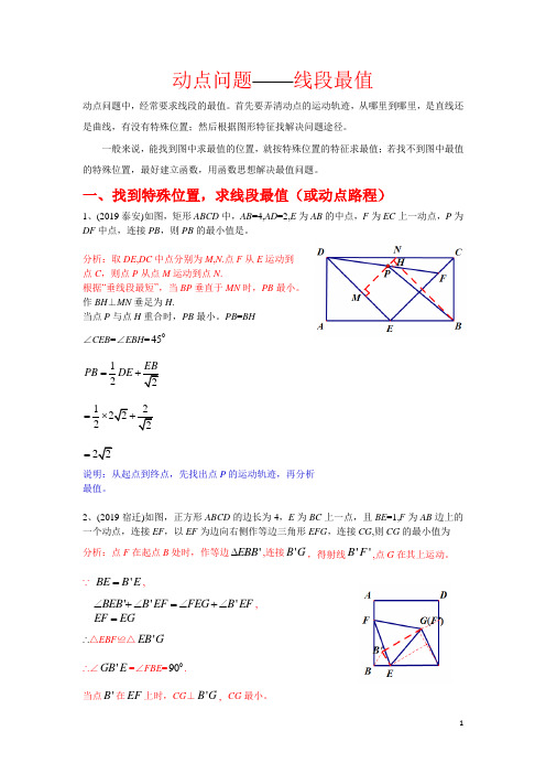 专题动点问题——线段最值(含答案)