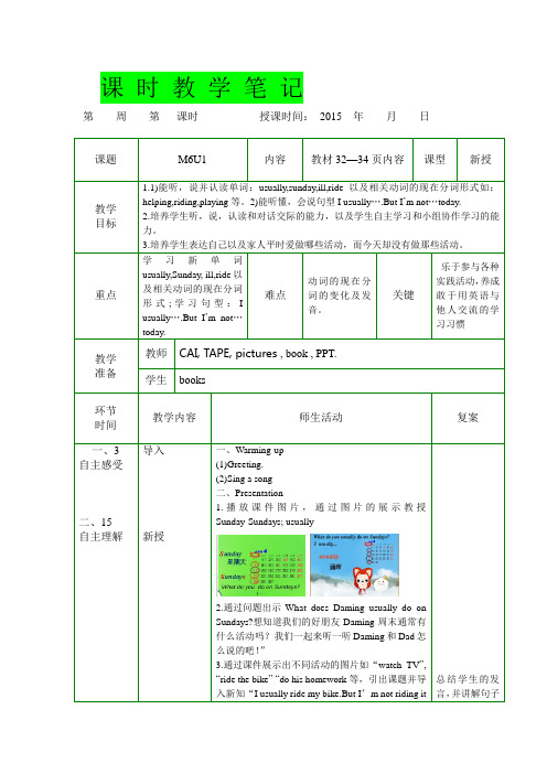 最新精编 2016学年度 新标准英语第四册M6U1 I usually play basketball教案