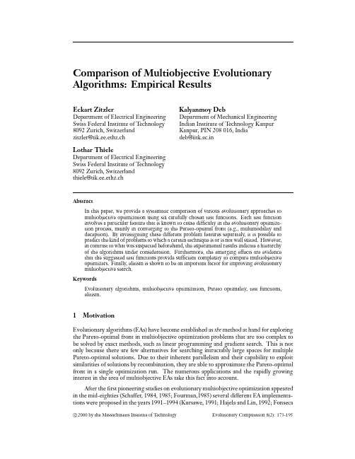 Comparison of Multiobjective Evolutionary Algorithms Empirical Results