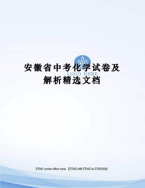 安徽省中考化学试卷及解析精选文档