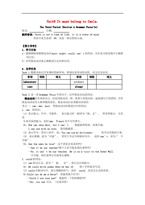 湖北省北大附中武汉为明实验学校九年级英语全册 Unit 8 It must belong to Ca