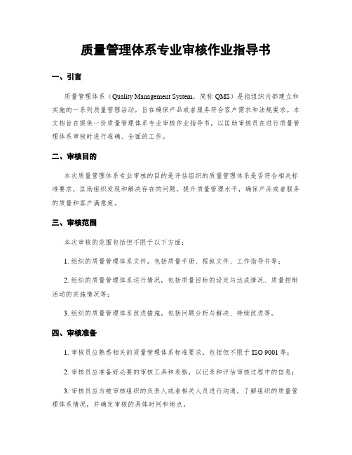 质量管理体系专业审核作业指导书