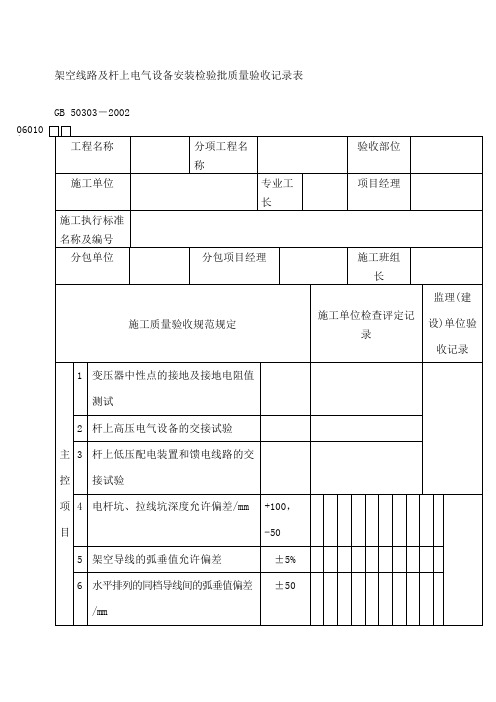 建筑电气工程检验批质量验收记录表