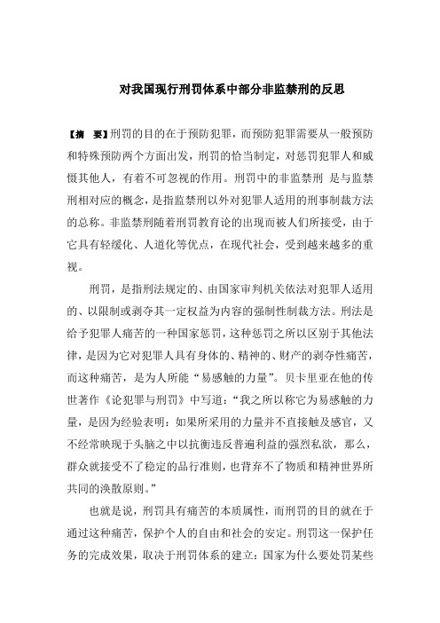 010对我国现行刑罚体系中部分非监禁刑的反思