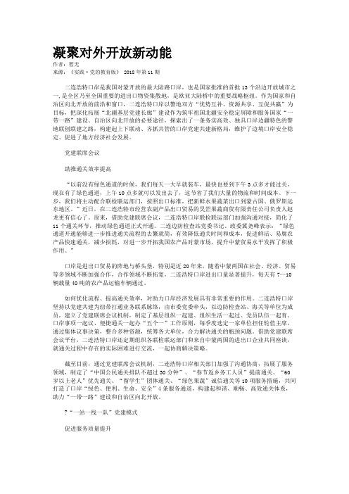 凝聚对外开放新动能