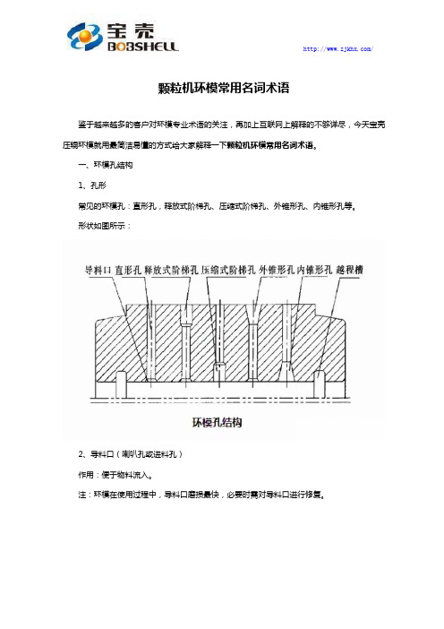 颗粒机环模常用名词术语