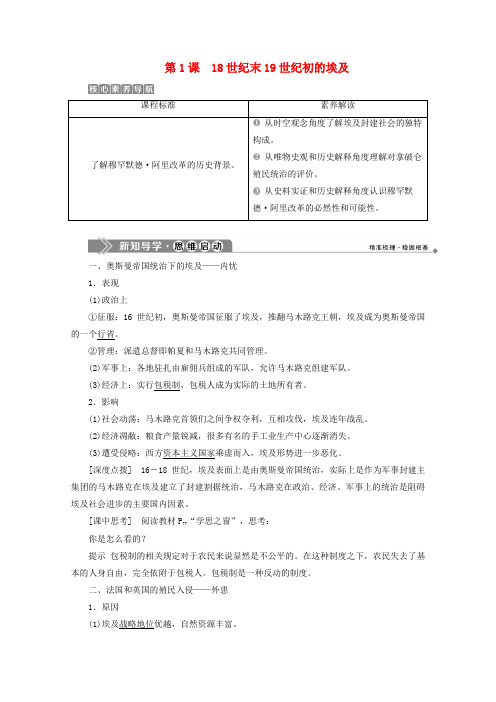 2019-2020学年高中历史 第六单元 穆罕默德阿里改革 第1课 18世纪末19世纪初的埃及学案 新人教版选修1