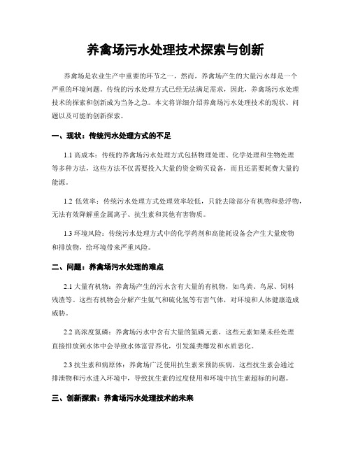 养禽场污水处理技术探索与创新