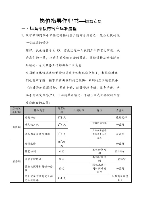 运营专员岗位指导作业书范本