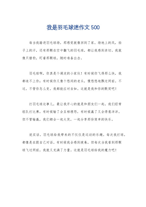 我是羽毛球迷作文500