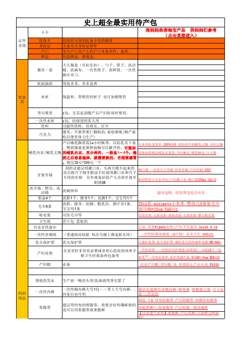 史上最实用超全待产包-准妈妈必备