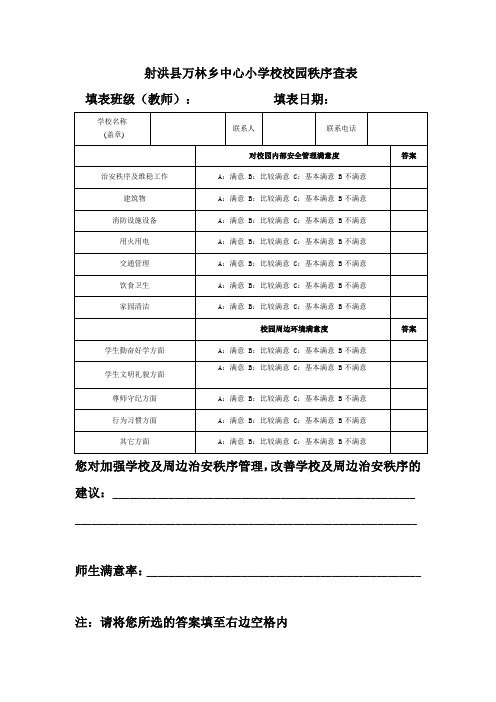 校园及周边治安秩序调查表