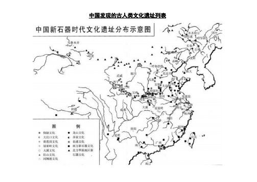 0、中国发现的古人类文化遗址列表