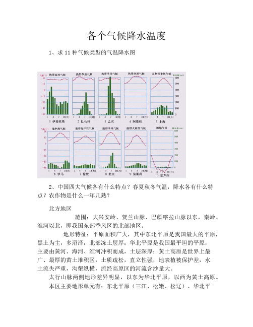 各个气候降水温度