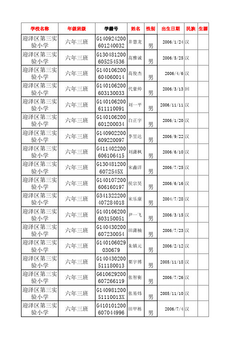 6.3中小学生体检表正式版