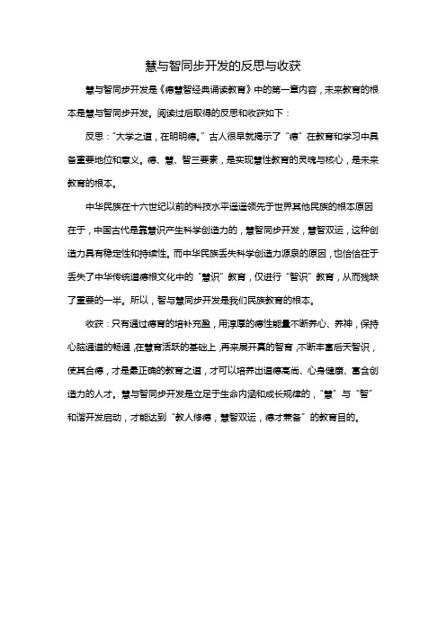 慧与智同步开发的反思与收获