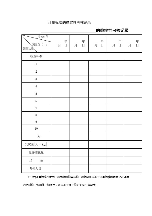 计量标准的稳定性考核记录