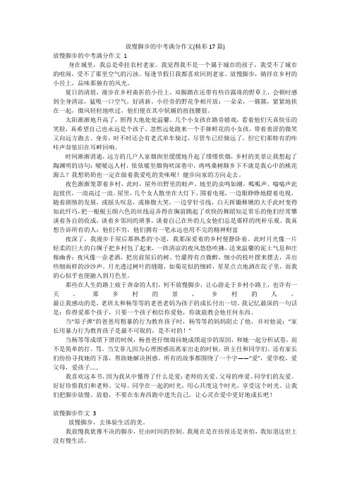 放慢脚步的中考满分作文(精彩17篇)