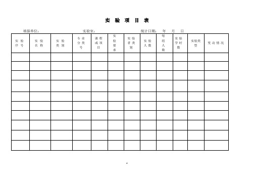 实验项目表样本