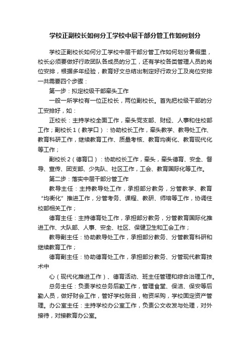 学校正副校长如何分工学校中层干部分管工作如何划分