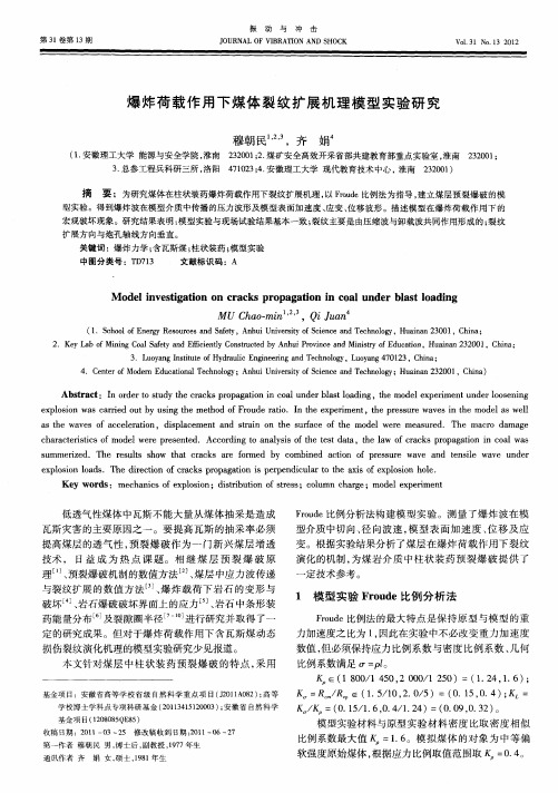 爆炸荷载作用下煤体裂纹扩展机理模型实验研究