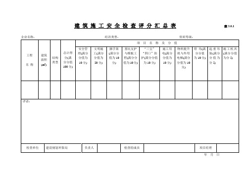 《建筑施工安全检查标准全套表格