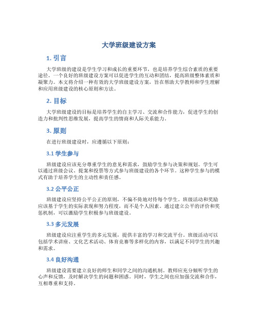 大学班级建设方案