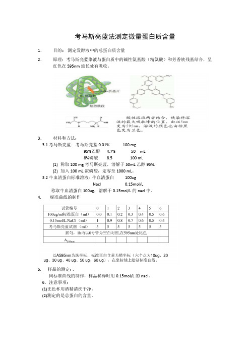 考马斯亮蓝法测定微量蛋白质