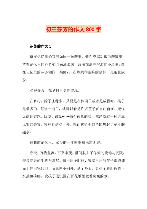 初三芬芳的作文800字