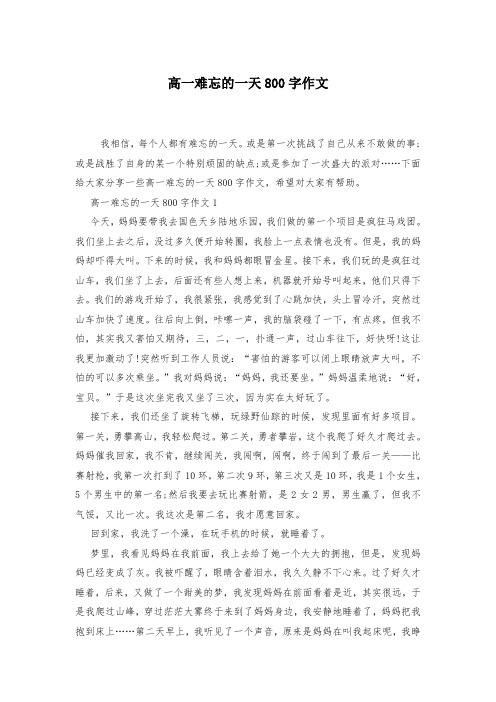 高一难忘的一天800字作文-