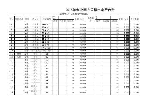 水电费明细表 带公式 作者 郝德承