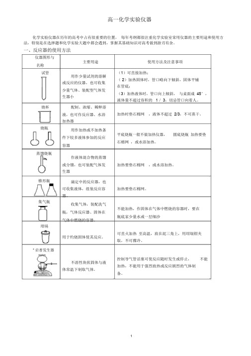 高中化学实验仪器大全【精】