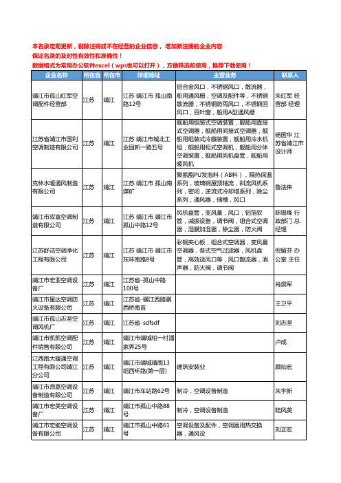 2020新版江苏省靖江空调工商企业公司名录名单黄页联系方式大全353家