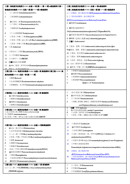 欧标测试项目