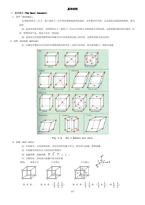 晶体结构,配合物结构知识点与习题1-1