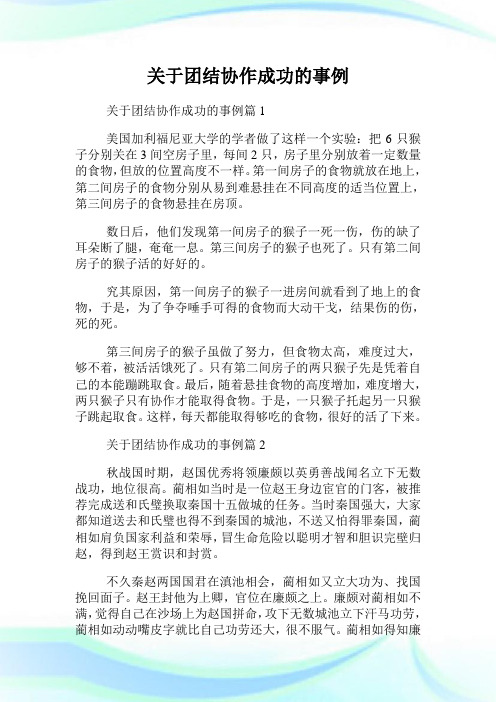 关于团结协作成功的事