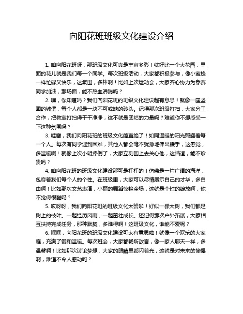 向阳花班班级文化建设介绍