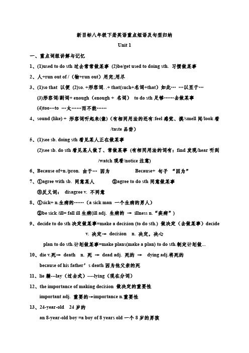 人教版八年级下册一到五单元 重点词组归纳