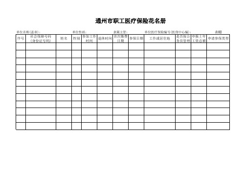 通州市职工医疗保险花名册