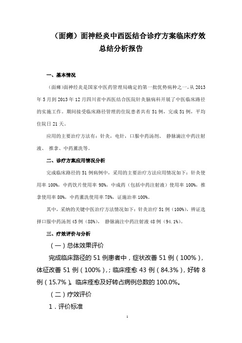 优势病种中西医结合诊疗方案临床疗效总结分析报告