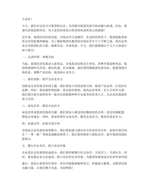 集团研讨会领导发言稿