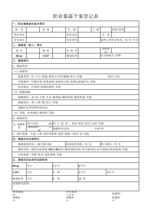 职业暴露个案登记表