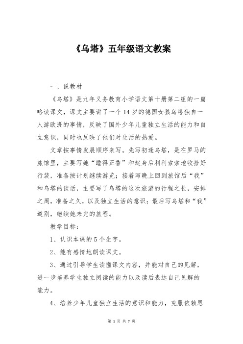 《乌塔》五年级语文教案