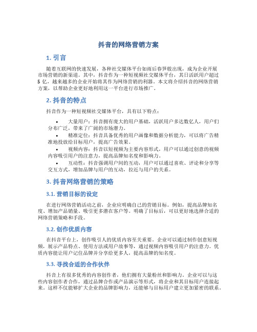 抖音的网络营销方案